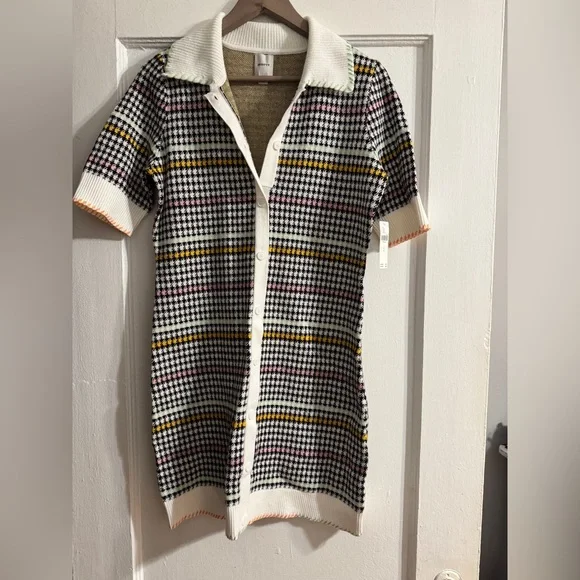 ✨ Anthropologie Buttondown Sweater Shift Mini Dress Sz M - Picture 5 of 10